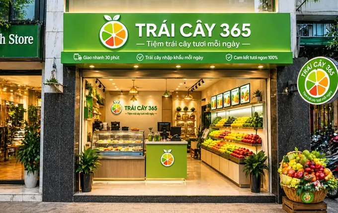 Mặt tiền cửa hàng Trái Cây 365